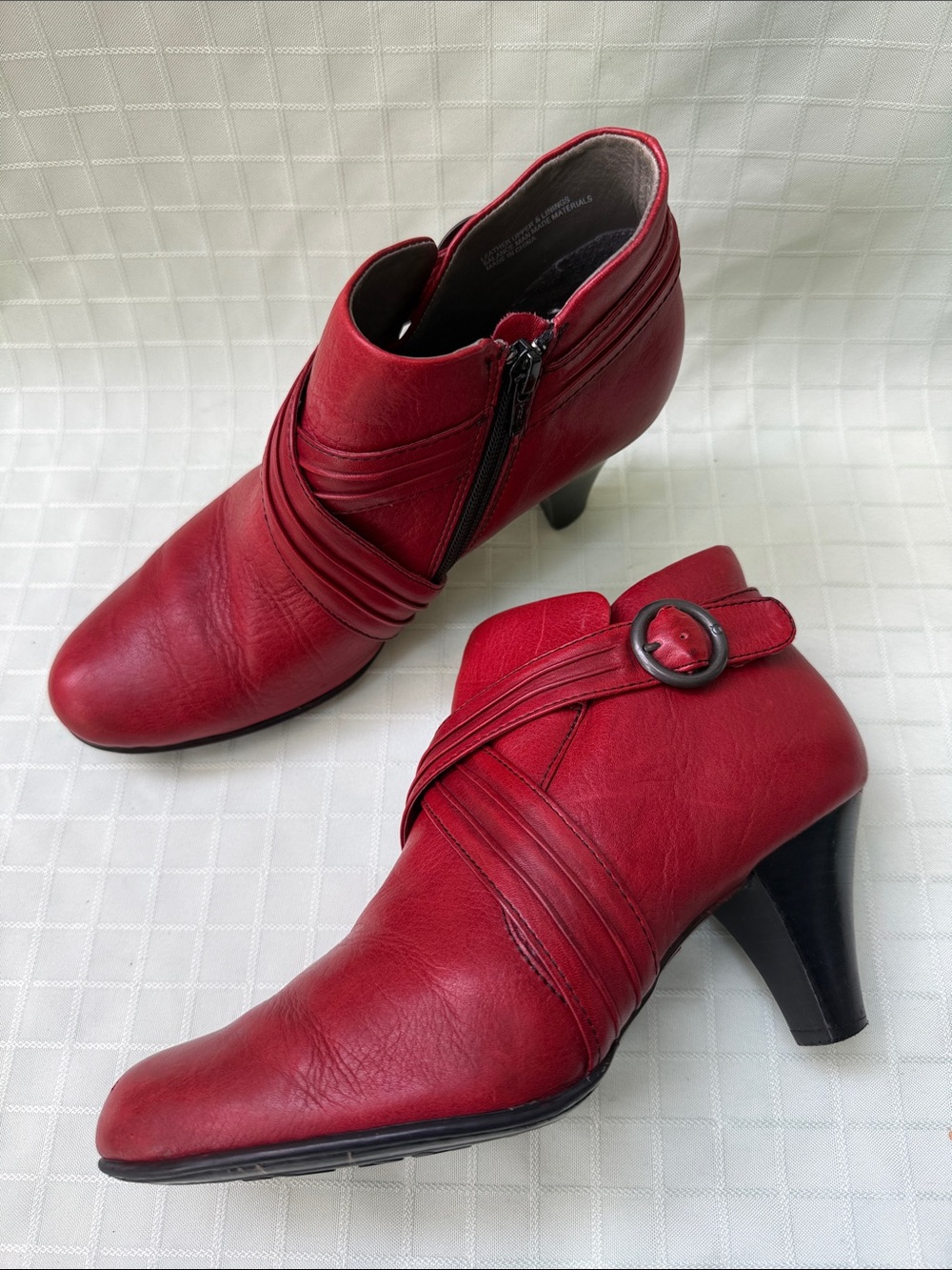 Born Vintage Dark Red Women's Ankle Booties with Buckle Strap